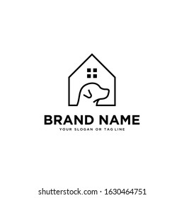 dog and home logo design vector template