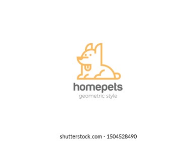 Dog Home pets Logo abstract design vector template Linear style.