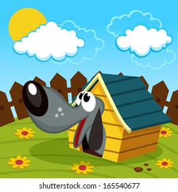 dog in the home -  vector illustration
