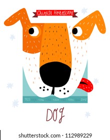 dog. horoscope vector drawing.