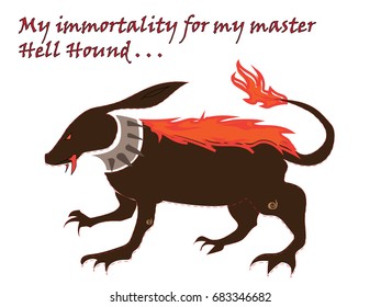 Dog hound vector cartoon illustration and t shirt design for kids with mythology animal theme