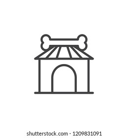 Dog house and bone outline icon. linear style sign for mobile concept and web design. Kennel simple line vector icon. Symbol, logo illustration. Pixel perfect vector graphics