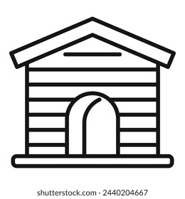 Dog house cabin icon outline vector. Wood roof metal. Metallic outdoor
