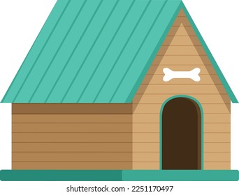 Dog house cartoon icon. Wooden doghouse building