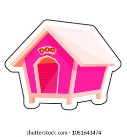 Dog house cartoon sticker vector illustration for pet shop