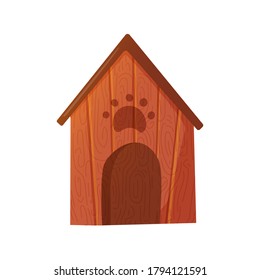 Dog house in cartoon style isolated on white. Sleep place for dogs vector illustration.