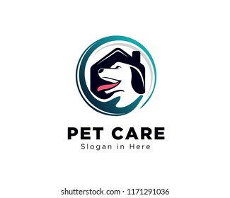 dog and house circle hand care logo