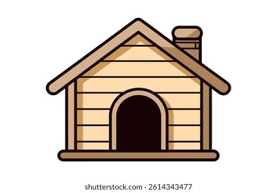 Dog House Clipart illustration, Wooden Dog House Vector