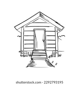 Dog house coloring book, Dog house coloring page, black and white drawing for coloring pages vector illustration.