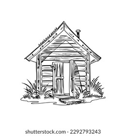 Dog house coloring book, Dog house coloring page, black and white drawing for coloring pages vector illustration.
