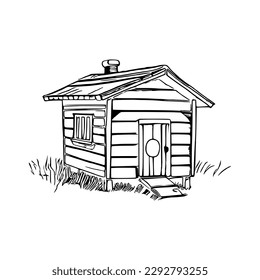 Dog house coloring book, Dog house coloring page, black and white drawing for coloring pages vector illustration.