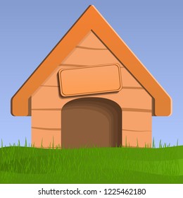 Dog House Concept Background Vector. Doghouse Cartoon Banner For Any Web Design