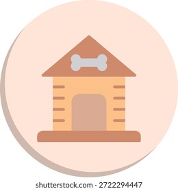 Icono de estilo de círculo plano de casa de perro