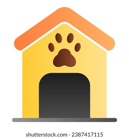 Hundehaus-Symbol Hundekasten mit farbigen Pfotenzeichen-Symbolen im trendigen Flachstil. Tierkabine Farbverlauf-Design, entwickelt für Web und App. EPS10