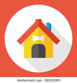 dog house flat icon with long shadow