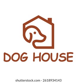 dog house flat minimalist logo design