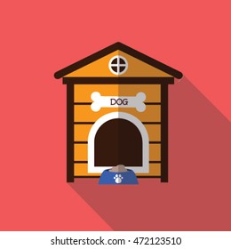  dog house flay icon vector illustrator