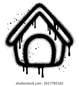Dog house graffiti with black spray paint. vector illustration.