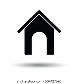 Dog house icon. Black background with white. Vector illustration.
