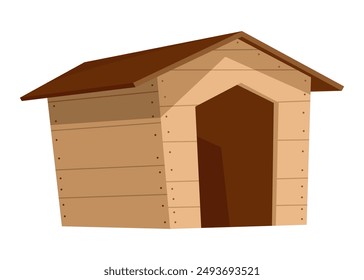 Dog house icon. Cartoon pet accessory. Petshop supermarket item. Empty pet home with roof. House for domestic animal. Isolated flat vector illustration