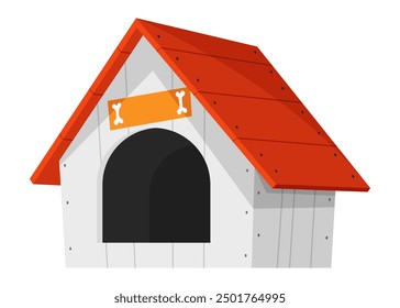 Icono de la casa del perro. Accesorio para mascotas de dibujos animados. Petshop artículo de supermercado. Casa de mascotas vacía con techo. Casa para animal doméstico. Ilustración vectorial plana aislada