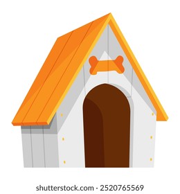 Dog house icon. Cartoon pet accessory. Petshop supermarket item. Empty pet home with roof. House for domestic animal. Isolated flat vector illustration