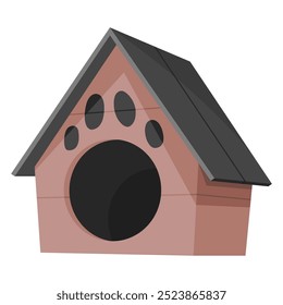 Icono de la casa del perro. Accesorio para mascotas de dibujos animados. Petshop artículo de supermercado. Casa de mascotas vacía con techo. Casa para animal doméstico. Ilustración vectorial plana aislada