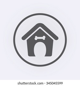 Dog house icon in circle . Vector illustration