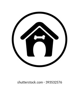 Dog house icon in circle . Vector illustration