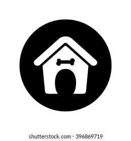Dog house icon in circle . Vector illustration