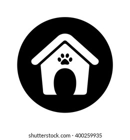 Dog house icon in circle . Vector illustration