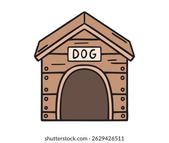dog house icon doodle hand drawn. colorful cartoon line drawing clipart symbol. Vector illustration