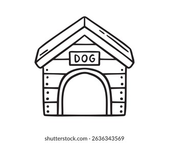 dog house icon doodle hand drawn. Outline line drawing clipart symbol. Vector illustration
