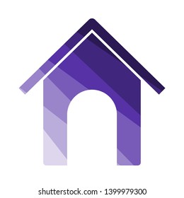 Dog House Icon. Flat Color Ladder Design. Vector Illustration.