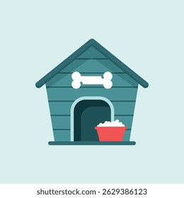 Dog house icon in flat style. Pet home vector illustration on isolated background. Animal shelter sign business concept.