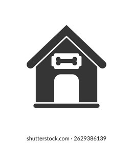 Dog house icon in flat style. Pet home vector illustration on isolated background. Animal shelter sign business concept.