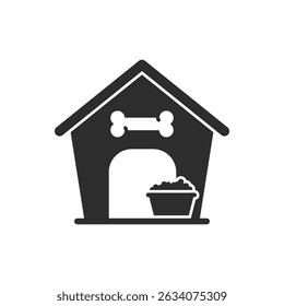 Dog house icon in flat style. Pet home vector illustration on isolated background. Animal shelter sign business concept.
