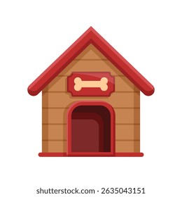 Dog house icon in flat style. Pet home vector illustration on isolated background. Animal shelter sign business concept.