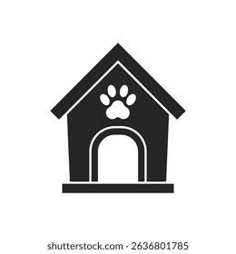 Dog house icon in flat style. Pet home vector illustration on isolated background. Animal shelter sign business concept.
