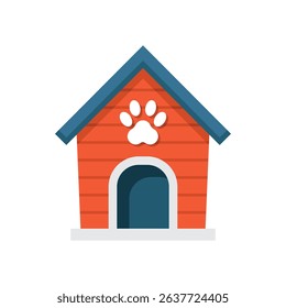 Dog house icon in flat style. Pet home vector illustration on isolated background. Animal shelter sign business concept.