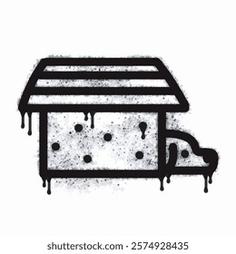 Dog house icon graffiti spray with black paint on white. Dog house symbol isolated on white background. Vector illustration