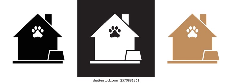 Dog house icon.  isolated on white and black background. vector illustration. EPS 10