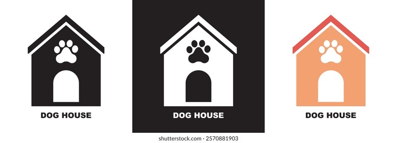 Dog house icon.  isolated on white and black background. vector illustration. EPS 10