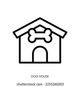 Dog house icon. Line Art Style Design Isolated On White Background