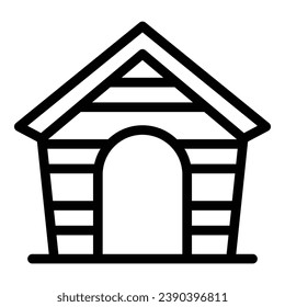 Vector de contorno de icono de la casa de perro. Animales de mascotas. Camino de verano