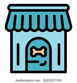 Dog house icon. Outline dog house vector icon color flat isolated