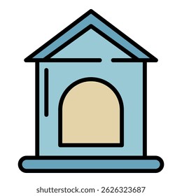 Dog house icon. Outline dog house vector icon color flat isolated