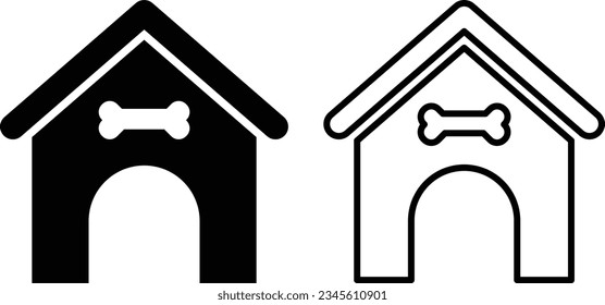 Dog house icon set vector in two styles isolated on white background