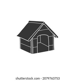 Dog House Icon Silhouette Illustration. Pet Home Vector Graphic Pictogram Symbol Clip Art. Doodle Sketch Black Sign.