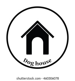 Dog house icon. Thin circle design. Vector illustration.